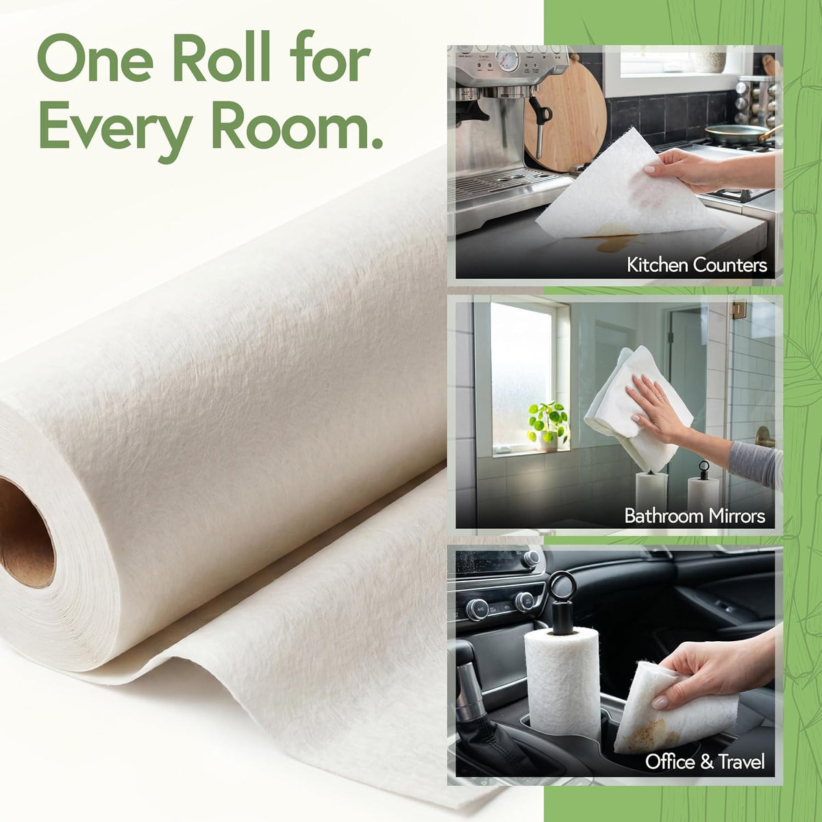 Reusable Bamboo Paper Towels, 20 Sheets, 6 Rolls