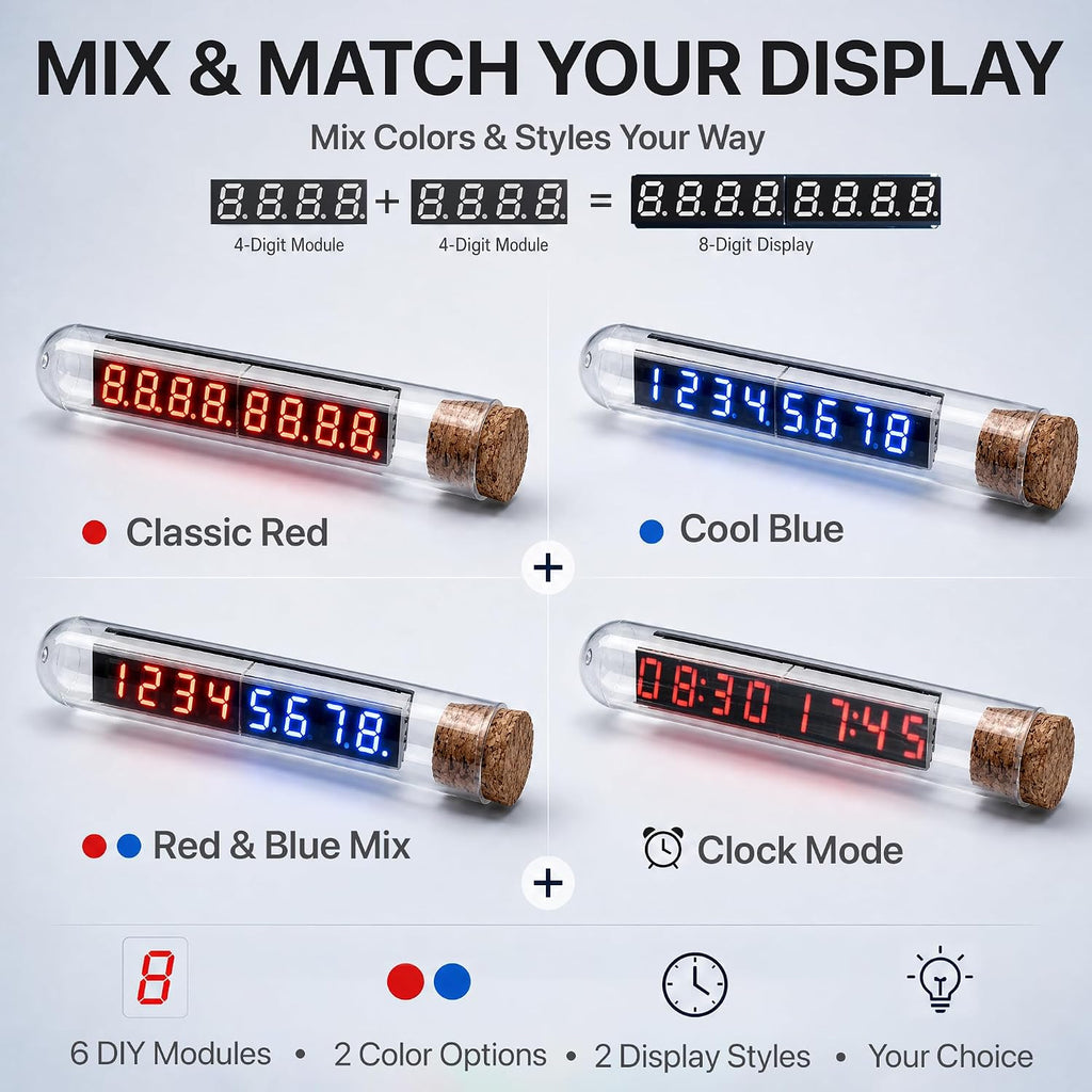 Lonely Binary MAX7219 Vintage Tube LED Clock Kit for ESP32 & C++