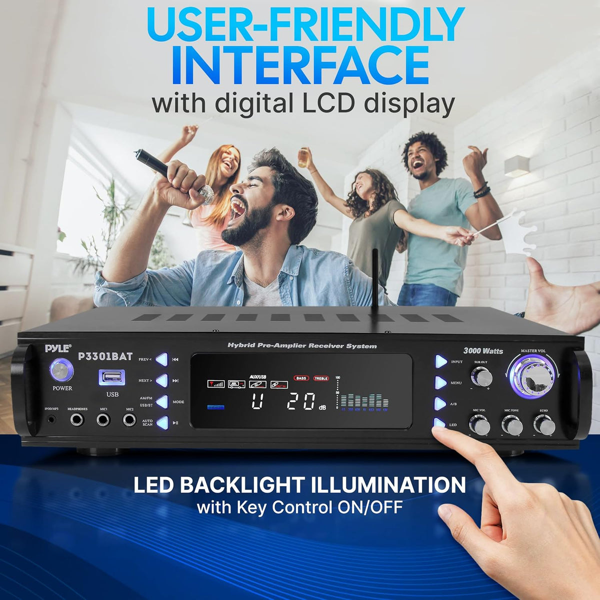 Bluetooth Home Stereo Amplifier - Hybrid Multi-Channel 3000 Watt Power Amplifier Home Audio Receiver System w/ AM/FM