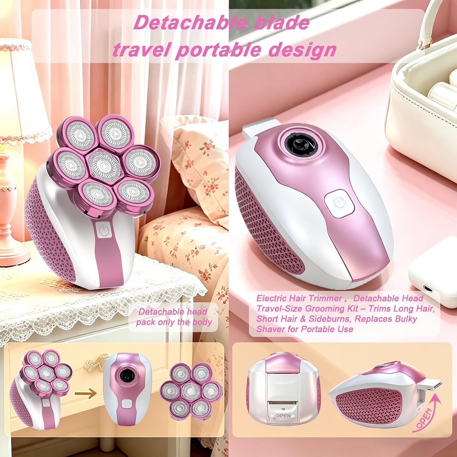 Electric Razors for Women, 7D Shavers for Women with LED Display, Rechargeable Waterproof Electric Shaver
