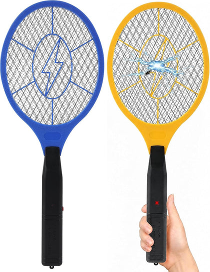 Electric Fly Swatter 2 Pack, Lightweight Battery Powered Bug Zapper Racket | 3000V fly swatter with 3-layer