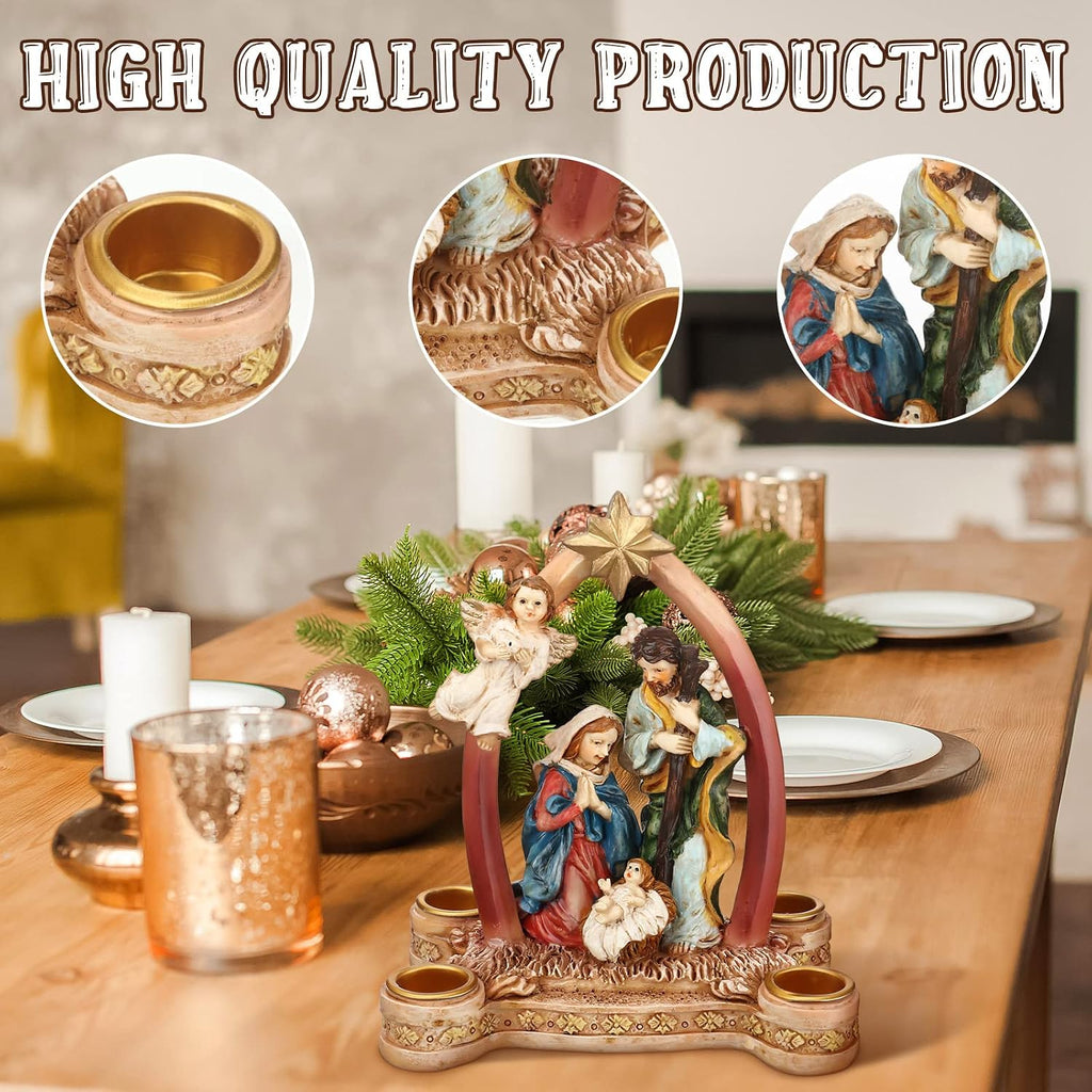 Nativity Advent Candle Holder Decoration,Multicolor