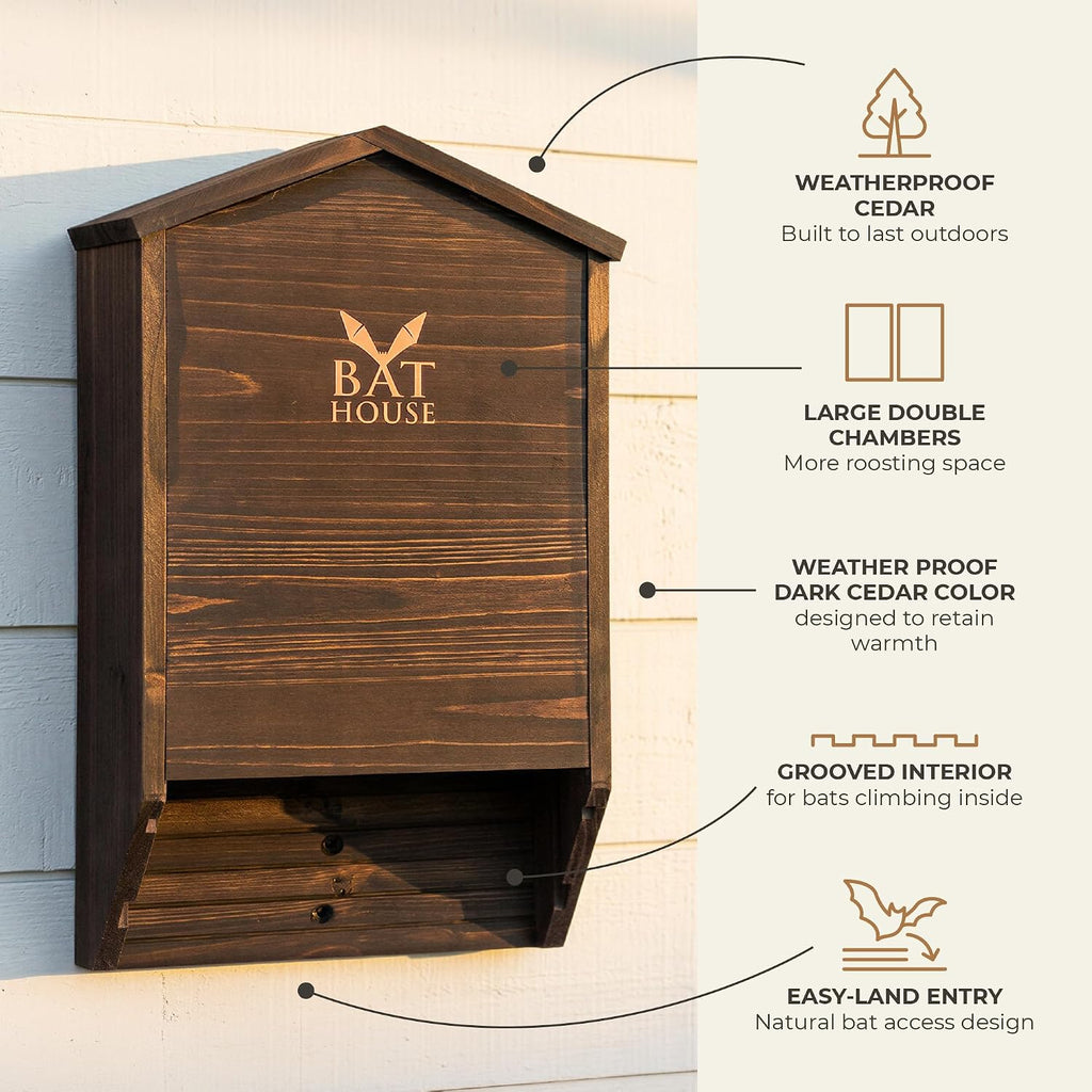 The Ultimate Wooden Bat House for Outdoors - Large Double Chamber Box