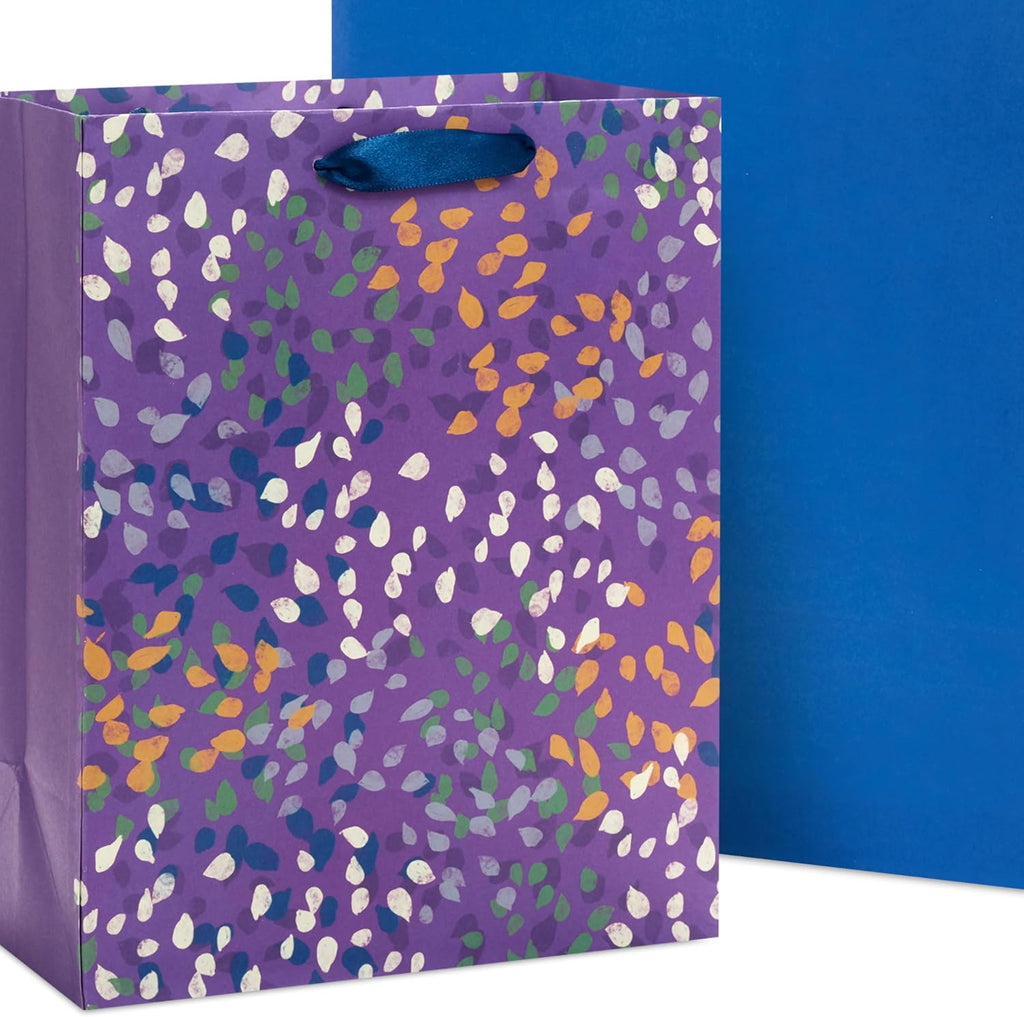 Solid Gift Bag Assortment (8 Bags: 4 Medium 9", 4 Large 13") Blue, Green, Orange, Cheers, Stripes