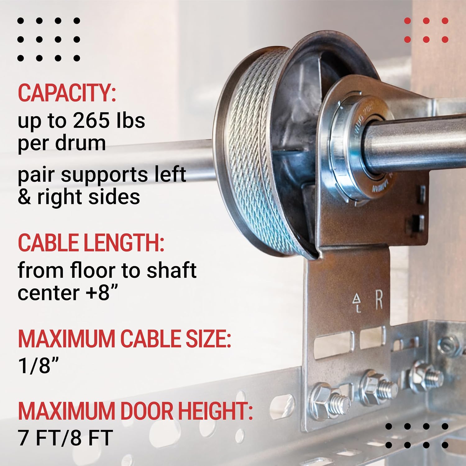 Garage Door Cable Drums Pair 400-8 for 8 Ft Standard Lift Doors