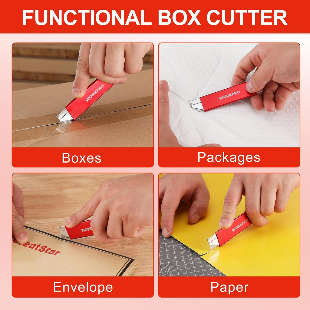 12-Pack Box Cutter Retractable, Red