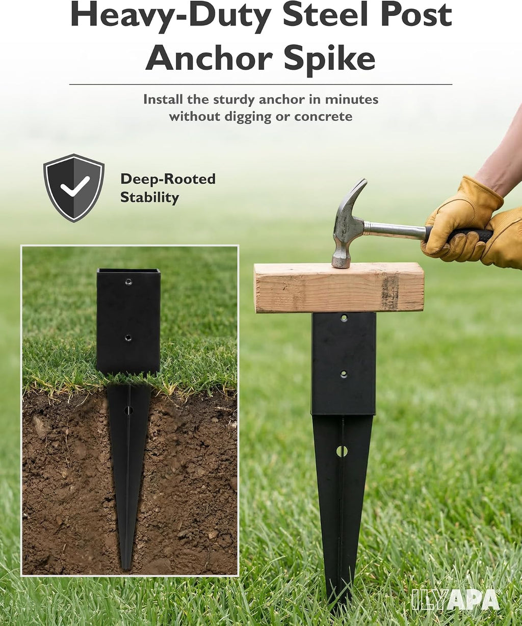 No Dig Mailbox Post Kit - 43x4x4 with 16 In Ground Anchors | Drive In Ground Anchors, Two Universal Mounting