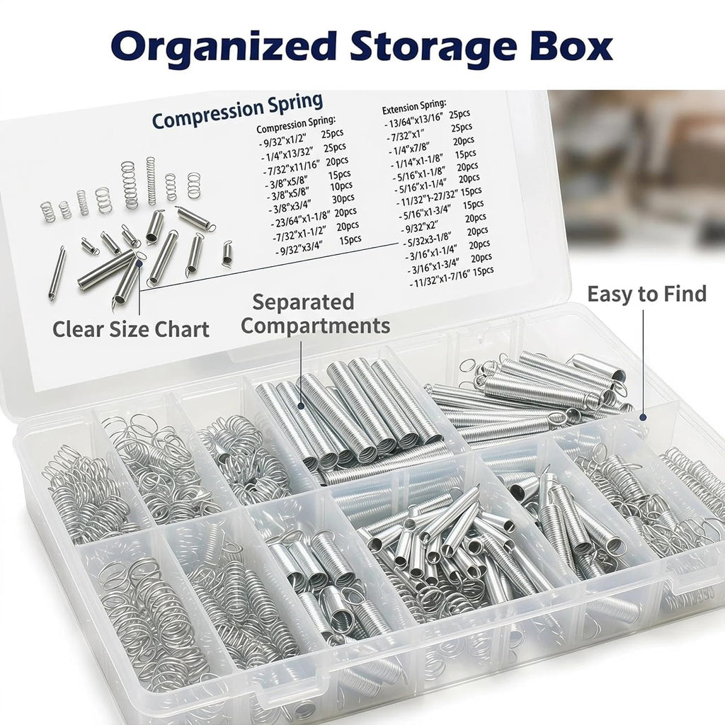 400pcs Spring Assortment Kit-20 Sizes Compression & Extension Spring Set