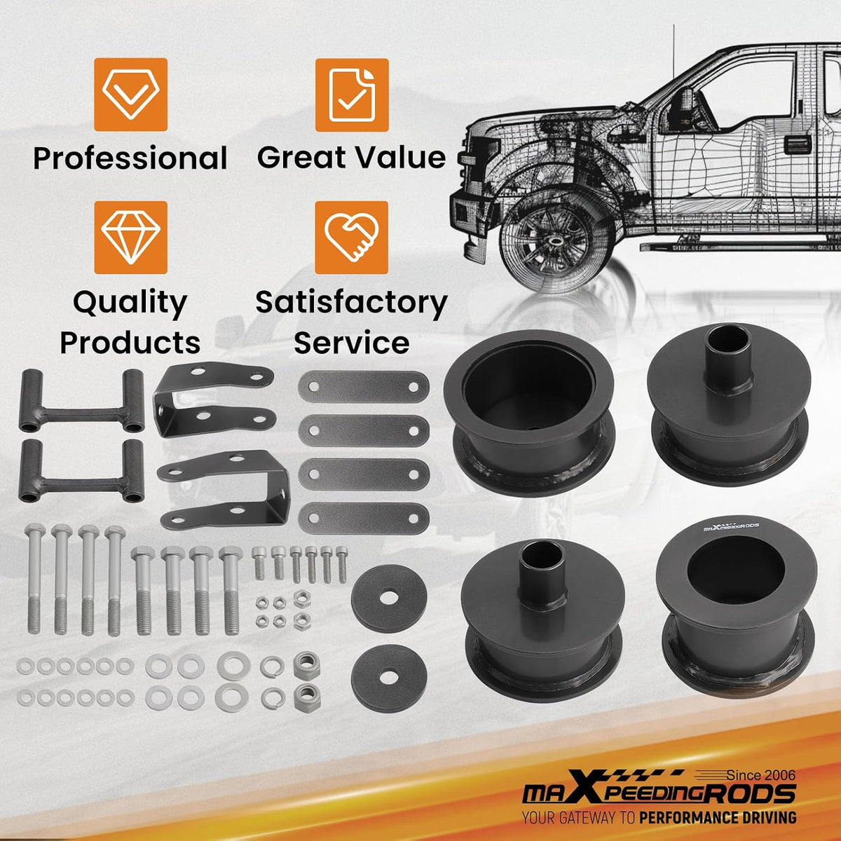 maXpeedingrods 3" Front & Rear Lift Kit for Jeep Wrangler JK JKU 2007-2018