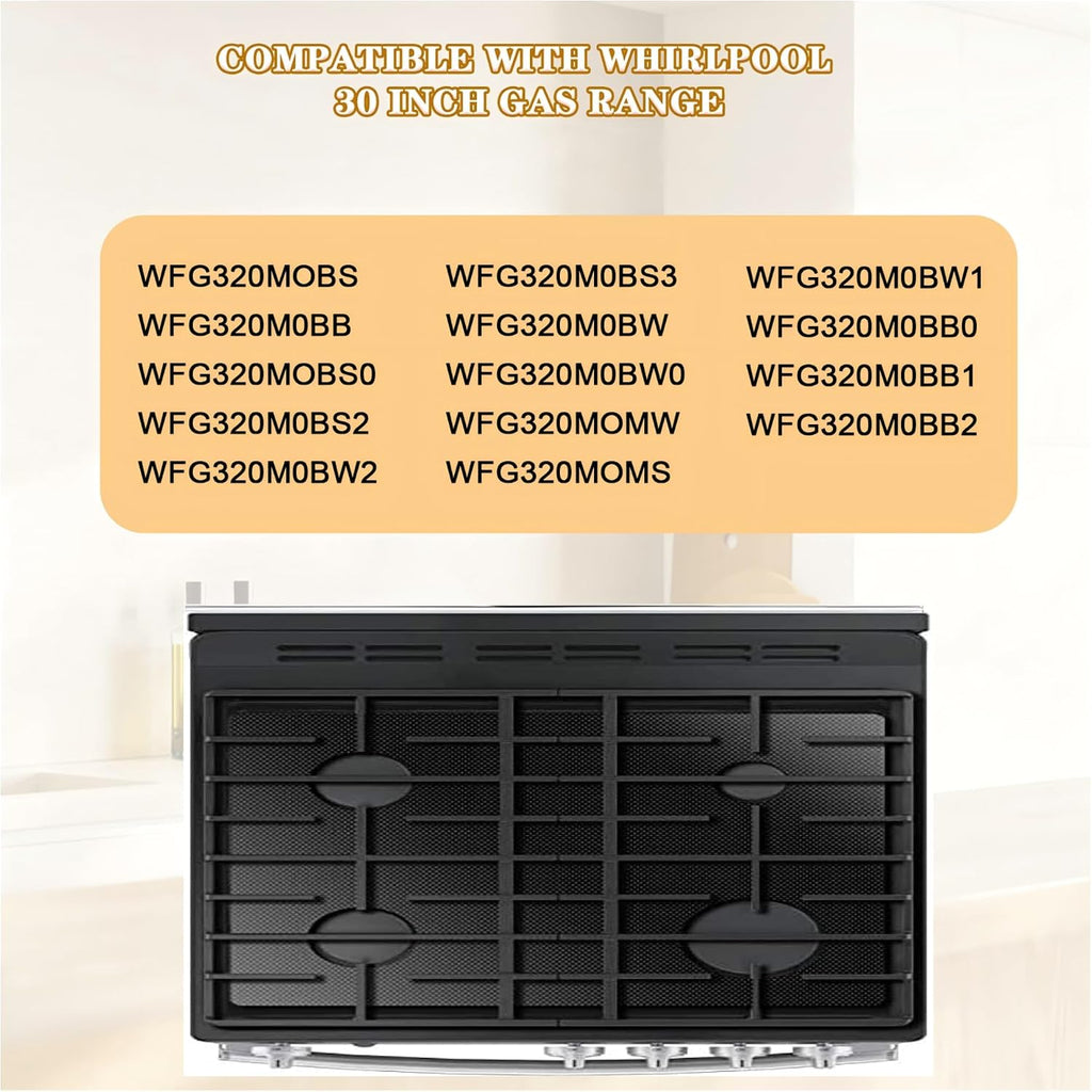 2 pcs Stove Cover For Whirlpool Gas Stove Protectors 4 Burners Model WFG320M0BS WFG320M0BB WFG320M0BW WFG320M0MW WFG320M0MS, Reusable Splatter Guard Protector Liner