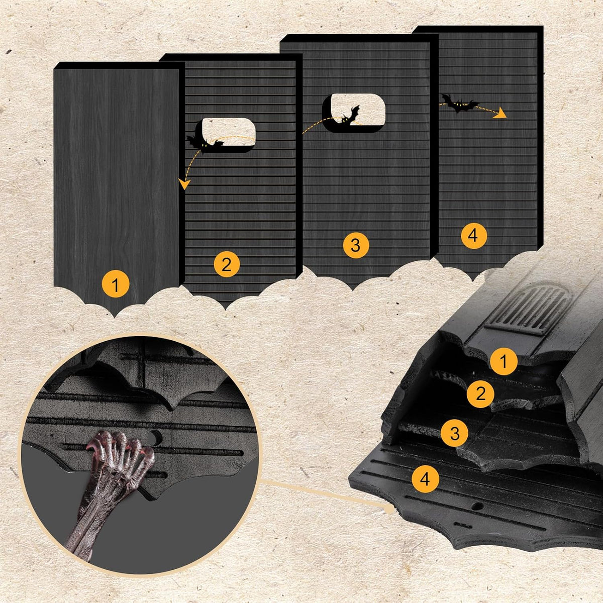Bat House for Outdoors, Castle 3-Chamber Bat Box, 100-Capacity