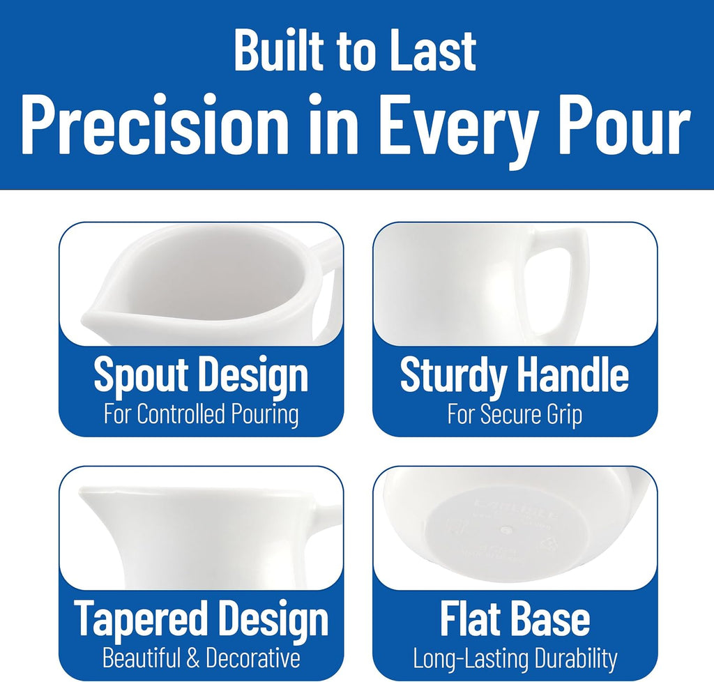 Creamer Pitcher for Restaurant and Kitchen, Plastic, 3 Ounces, White