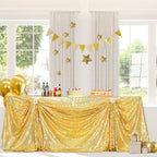 Gold Sequin Tablecloth 90x132 Inch Rectangular Floor Length