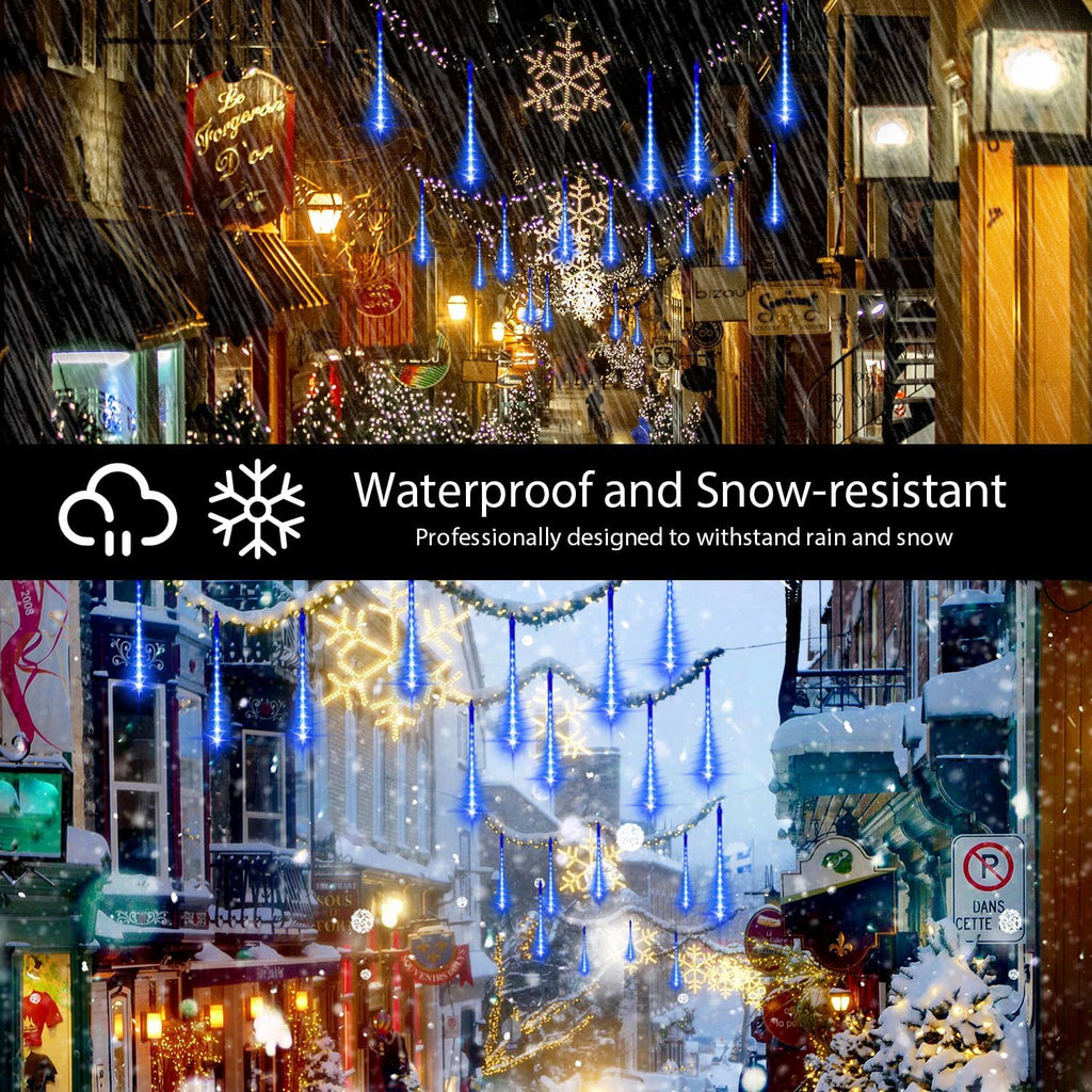 Christmas Lights Outdoor,12-inch LED Meteor Shower Icicle Lights, 10 Tubes 240 LED String Lights. Waterproof Plug