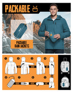 Men's Packable Rain Jacket Waterproof Raincoat with Hood