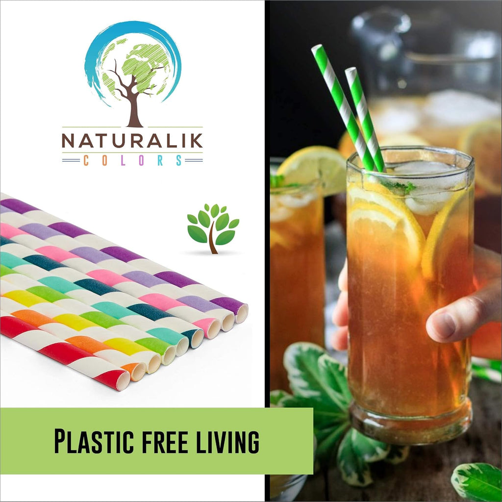 300-Pack Multi-Color Extra Durable Paper Straws - Biodegradable Premium Paper Straws for Juices, Restaurants and
