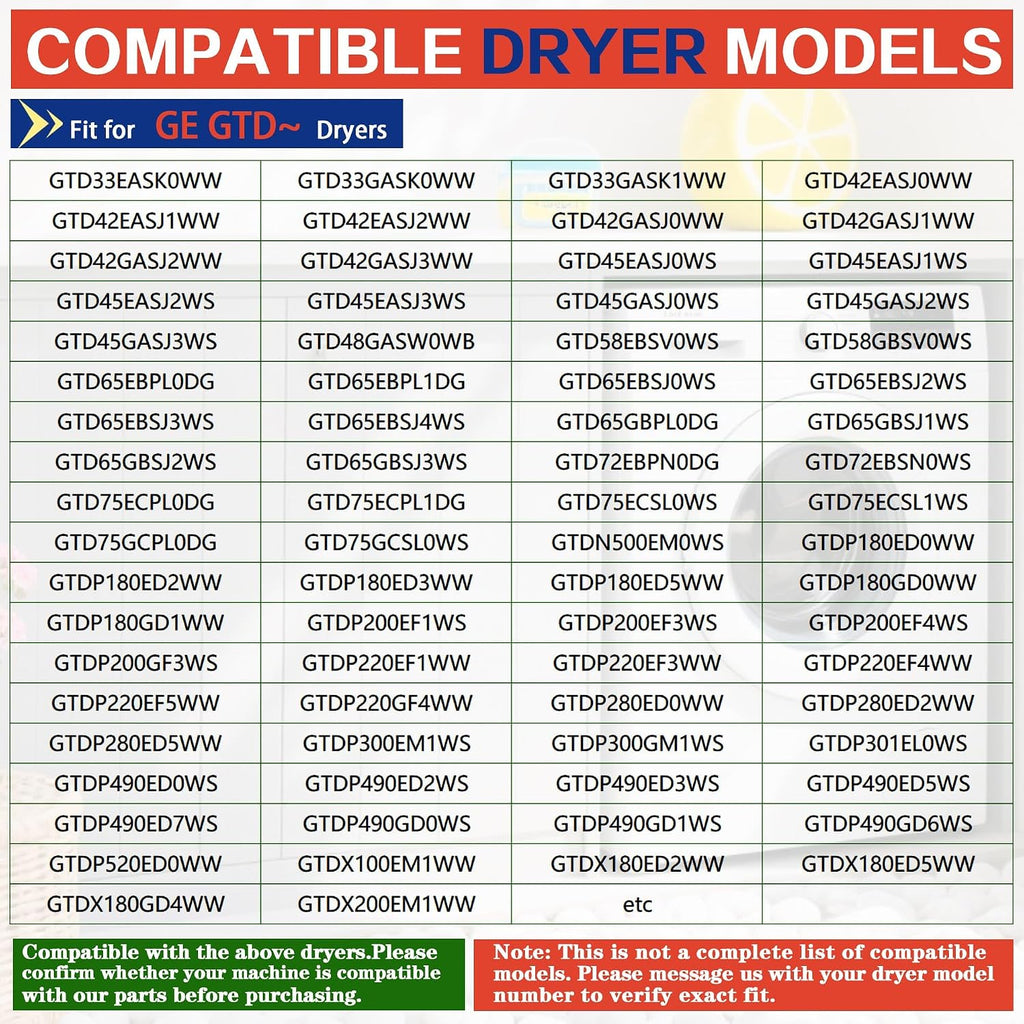 GTDP200EF1WS GTD65GBSJ3WS Dryer Belt Fit for GE GTDP490ED3WS GTD48GASW0WB