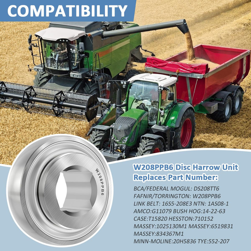 W208PPB6 Disc Harrow Bearing 1" Square Bore