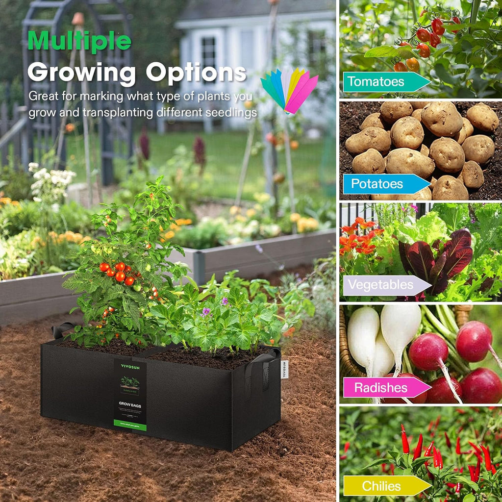 VIVOSUN 3-Pack 10 Gallon 2-Grid Grow Bags, 400G Fabric Pots with Handles | 400G Thickened Nonwoven Fabric, 2-Grid