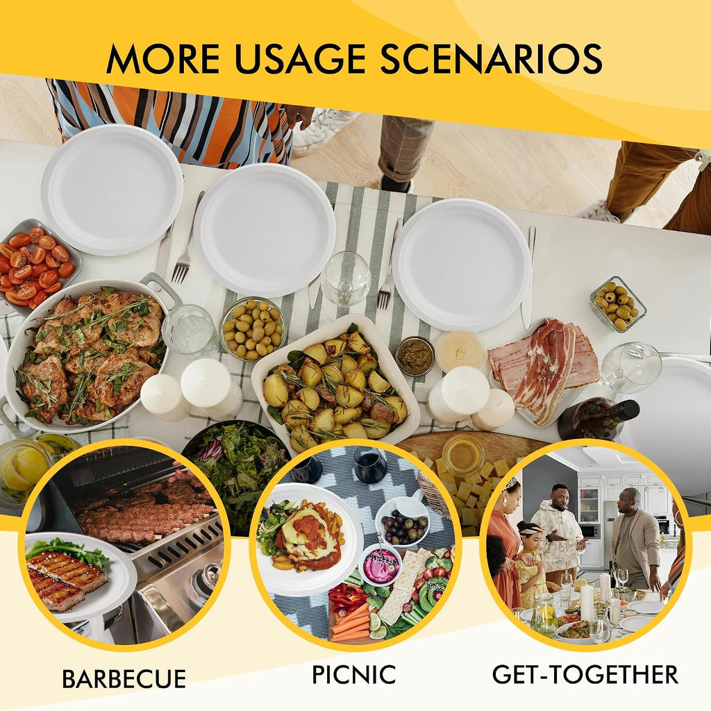 Compostable Paper Plates 9 Inch [125 Pack]