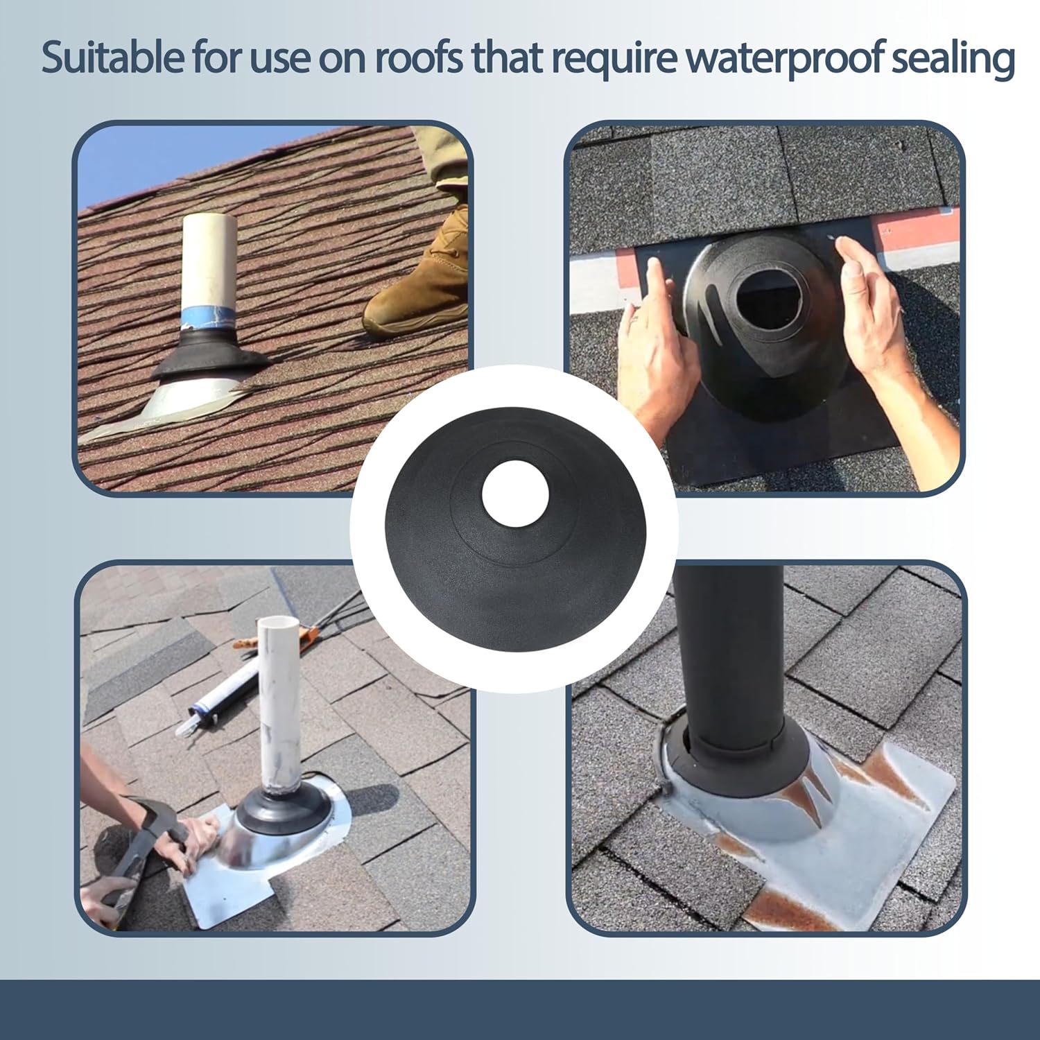 14136 Rain Collar 1.5"-3" No-Calk Roof Flashing for Roof Vent Boot 2 Pack
