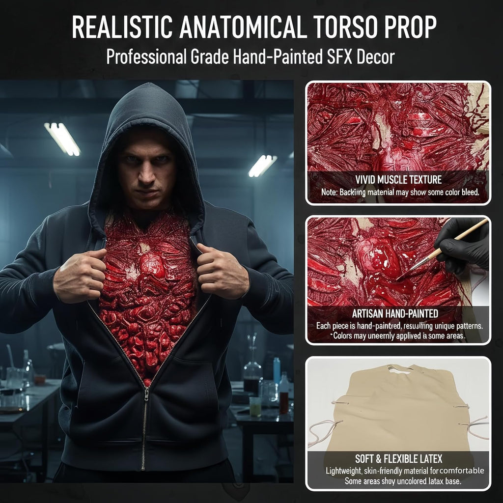 Scary Zombie Chest Piece for Adults Bloody Skeleton Halloween Costume Prop | Wearable Exposed Intestines Torso, Gory