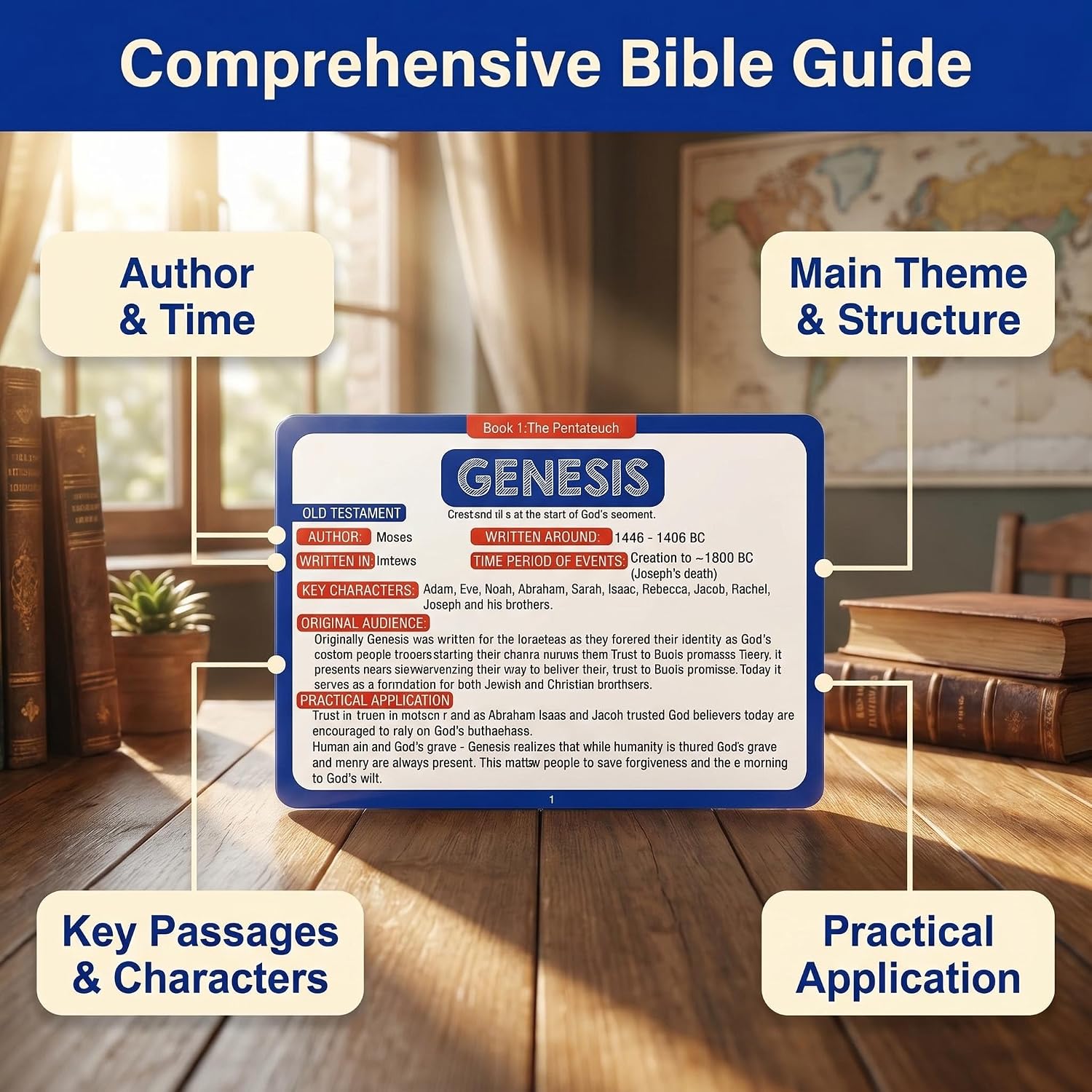 Bible 66 Books Flash Cards - Scripture Memory Cards with Key Verses, Book Summaries & Key Information - Christian