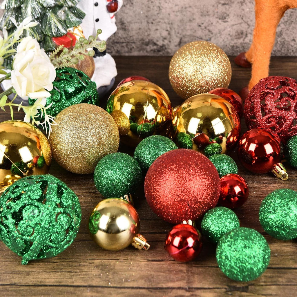 Christmas Balls Tree Ornaments Set, Shatterproof Xmas Decorations Set with Reusable Hand-held Gift Package for