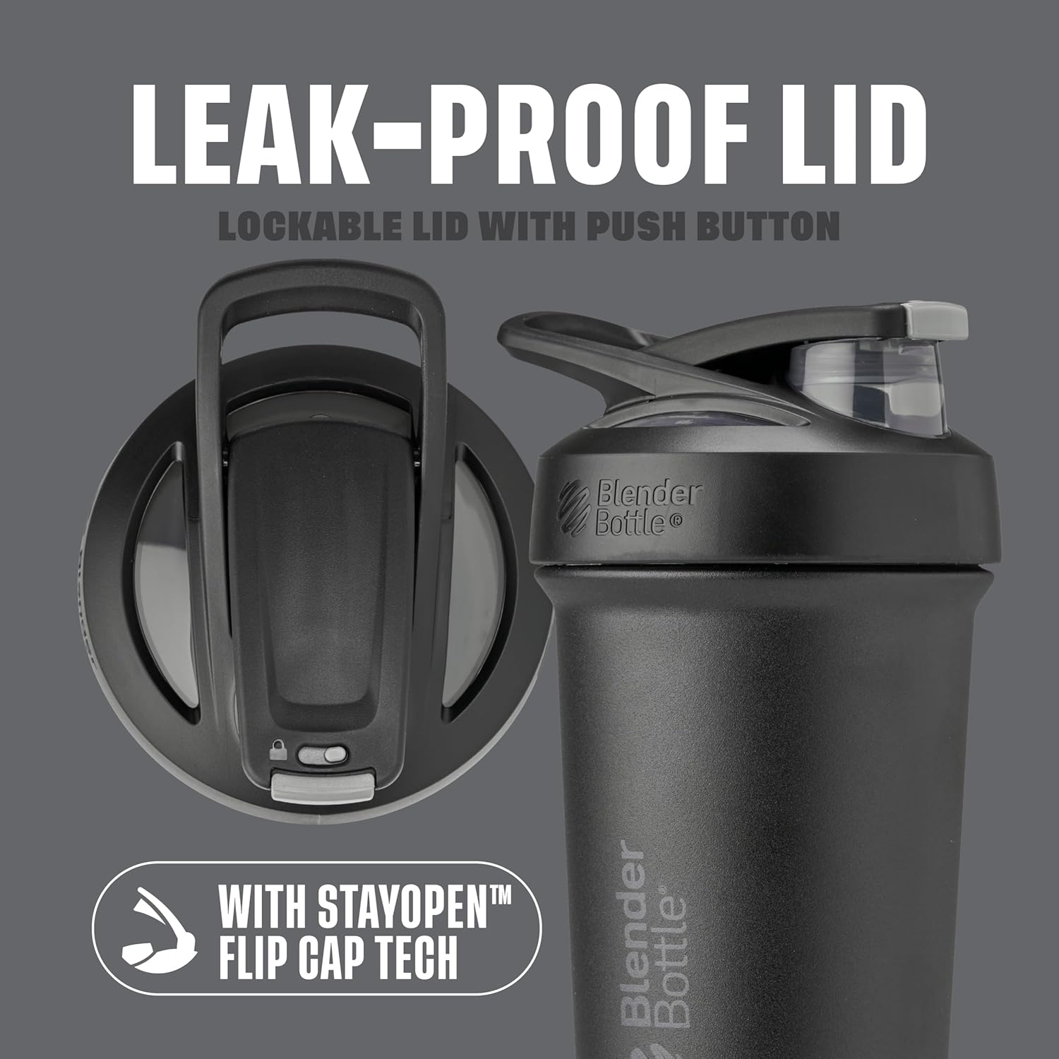 Sport Sleek Stainless Steel Shaker Bottle 25 oz Black