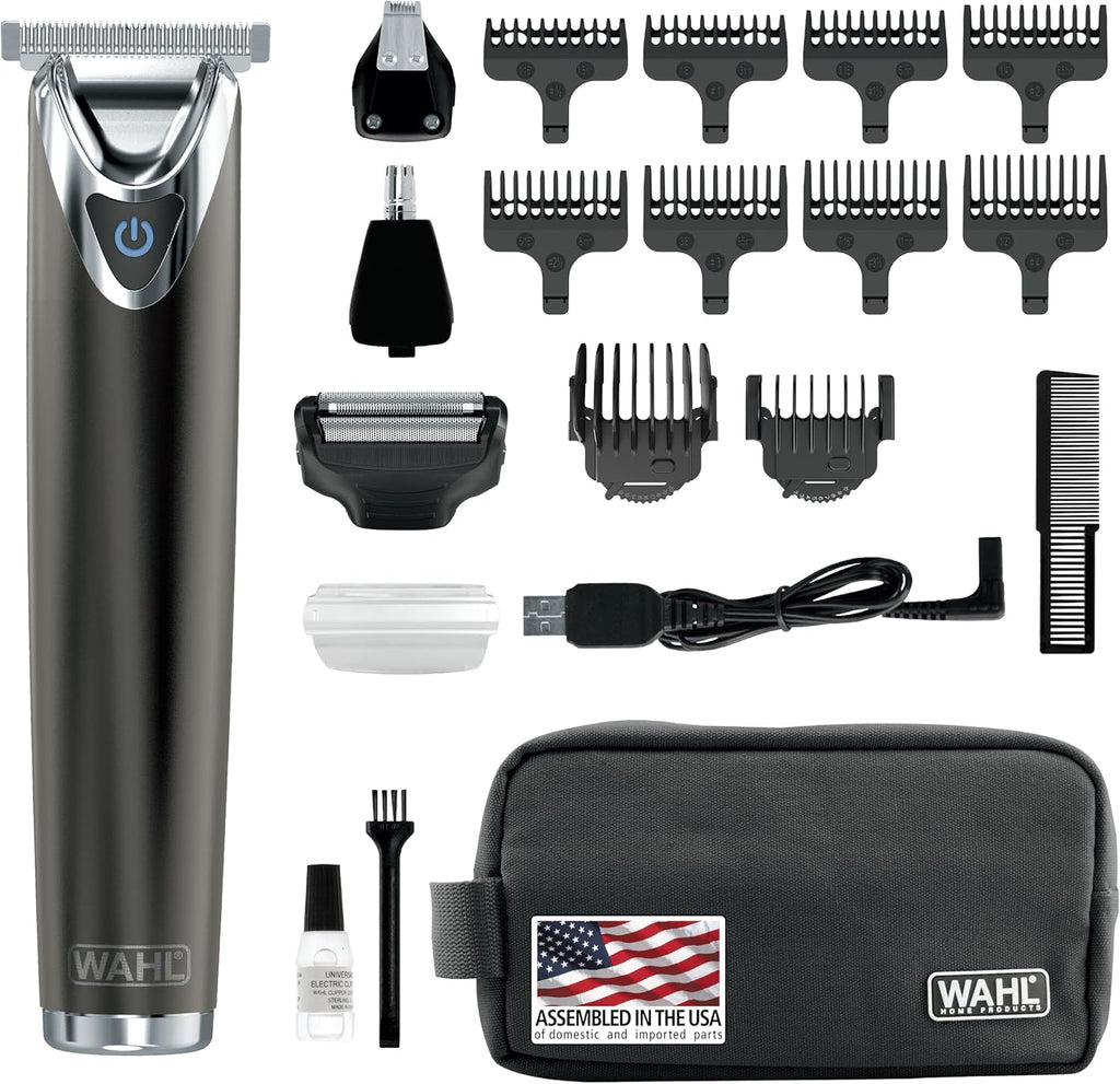 USA Stainless Steel Lithium Ion 2.0+ Slate Beard Trimmer for Men - Electric Shaver, Nose Ear Trimmer, Rechargeable