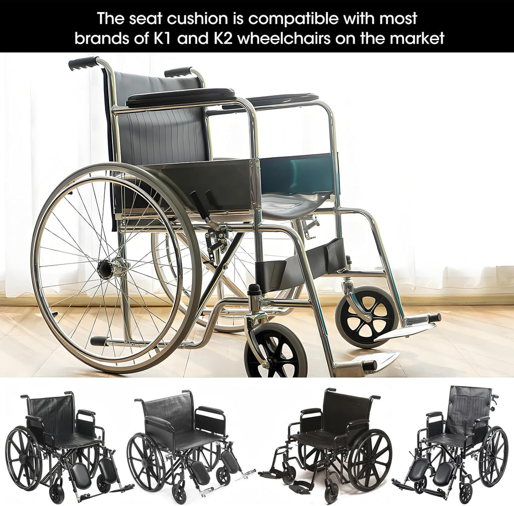 18x16 Inch Wheelchair Seat Cushion Replacement - Universal Fit|Leather Upholstery with Memory Foam Core, Enhanced