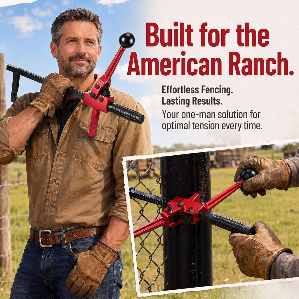 1 Pc Chain Link Fence Stretcher Tool, Ratcheting Wire Tightener Puller, 1.7''-9'' Tension Range, Tilted Base Hooked