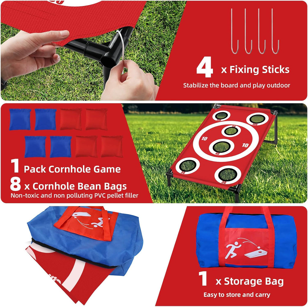 Cornhole Board Set Corn Hole Games for Adults and Kids Beach Lawn | Cornhole Game with 8 Bean Bags,Carrying Case