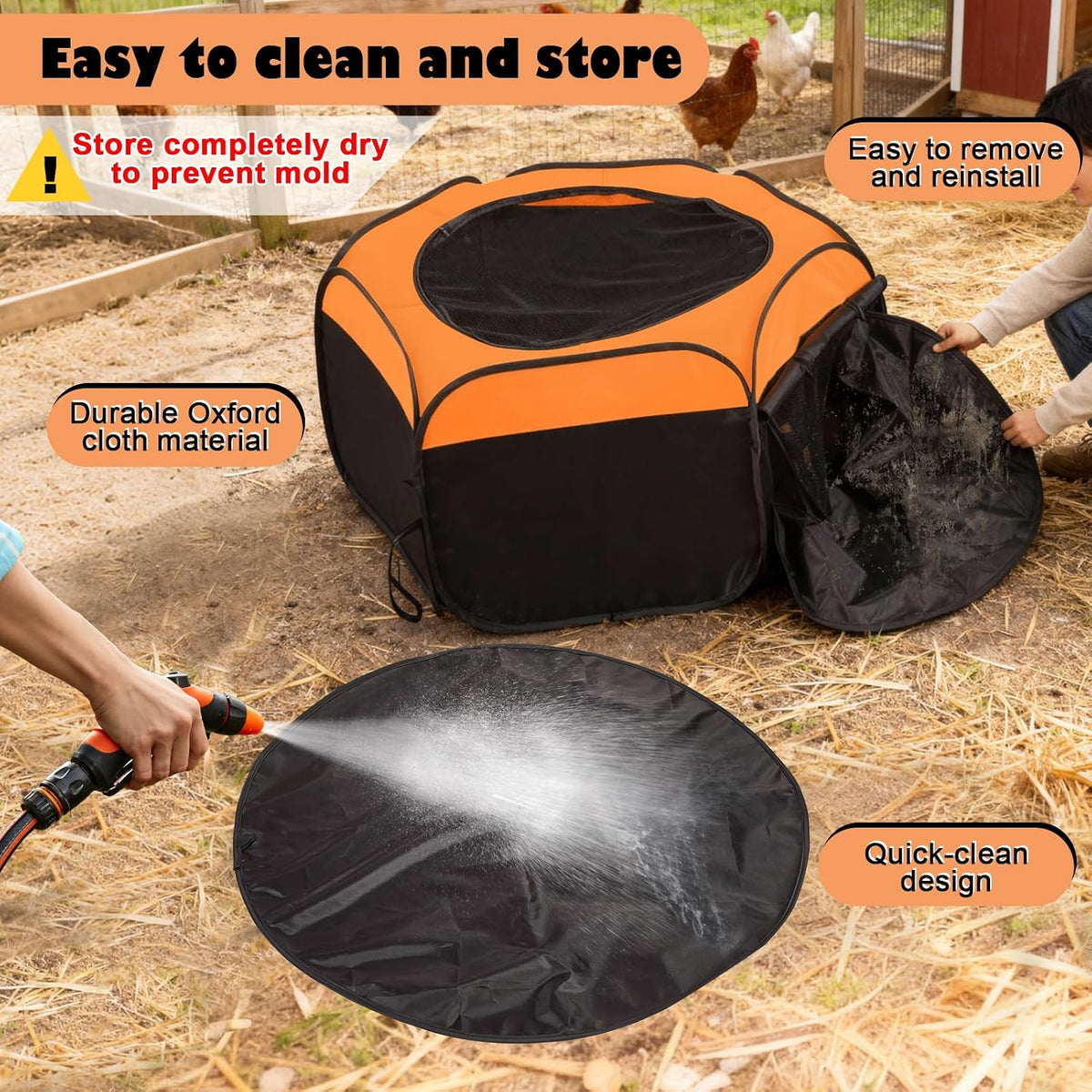 Brooder Box for Chicks, Pop-Up Chicken Brooder Playpen with Dual Doors