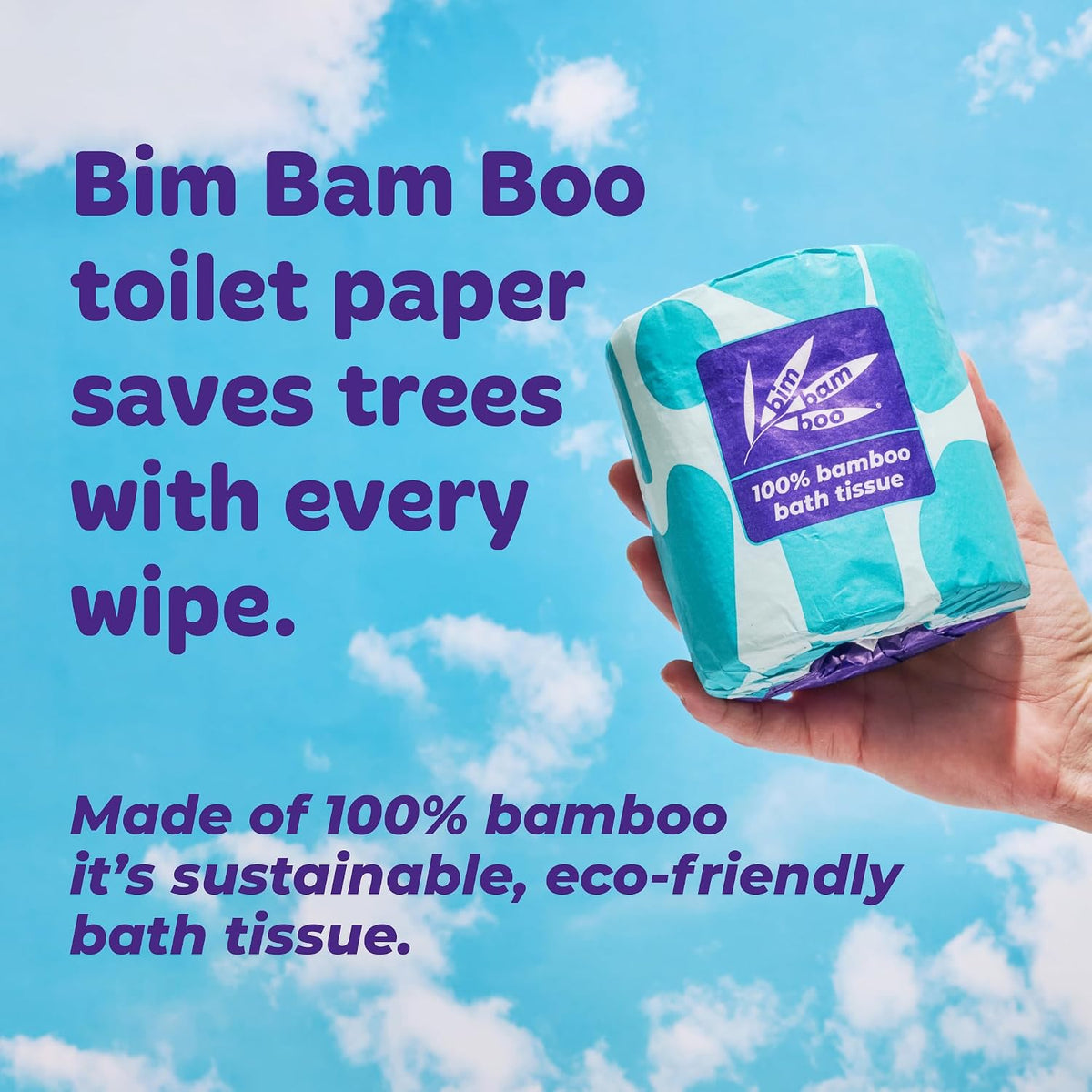 100% Bamboo Organic Chemical-Free Bulk Toilet Paper, Cloud-like Softness, Plant-Based Sustainable Tree-Free Bathroom