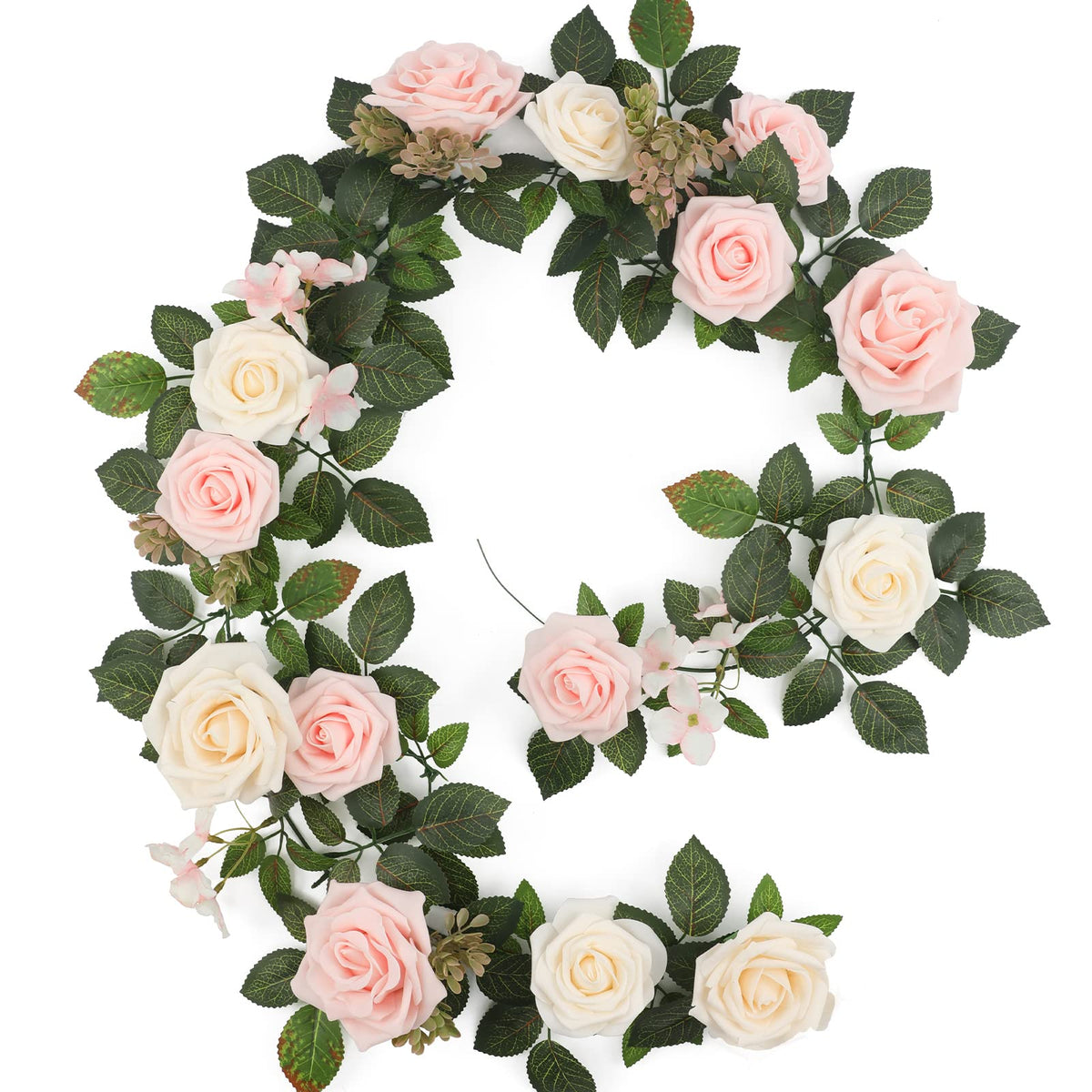 5FT Blush Cream Pink Artificial Rose Garland for Wedding Arch Table