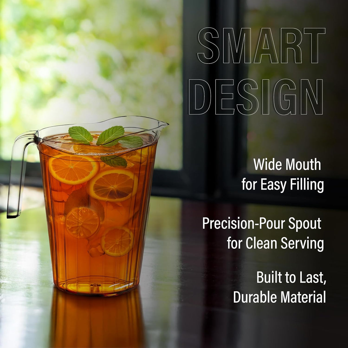 2 Pack - 75 oz Polycarbonate Plastic Pitcher Beverage Dispenser with Pour Spout Shatterproof Catering and Restaurant