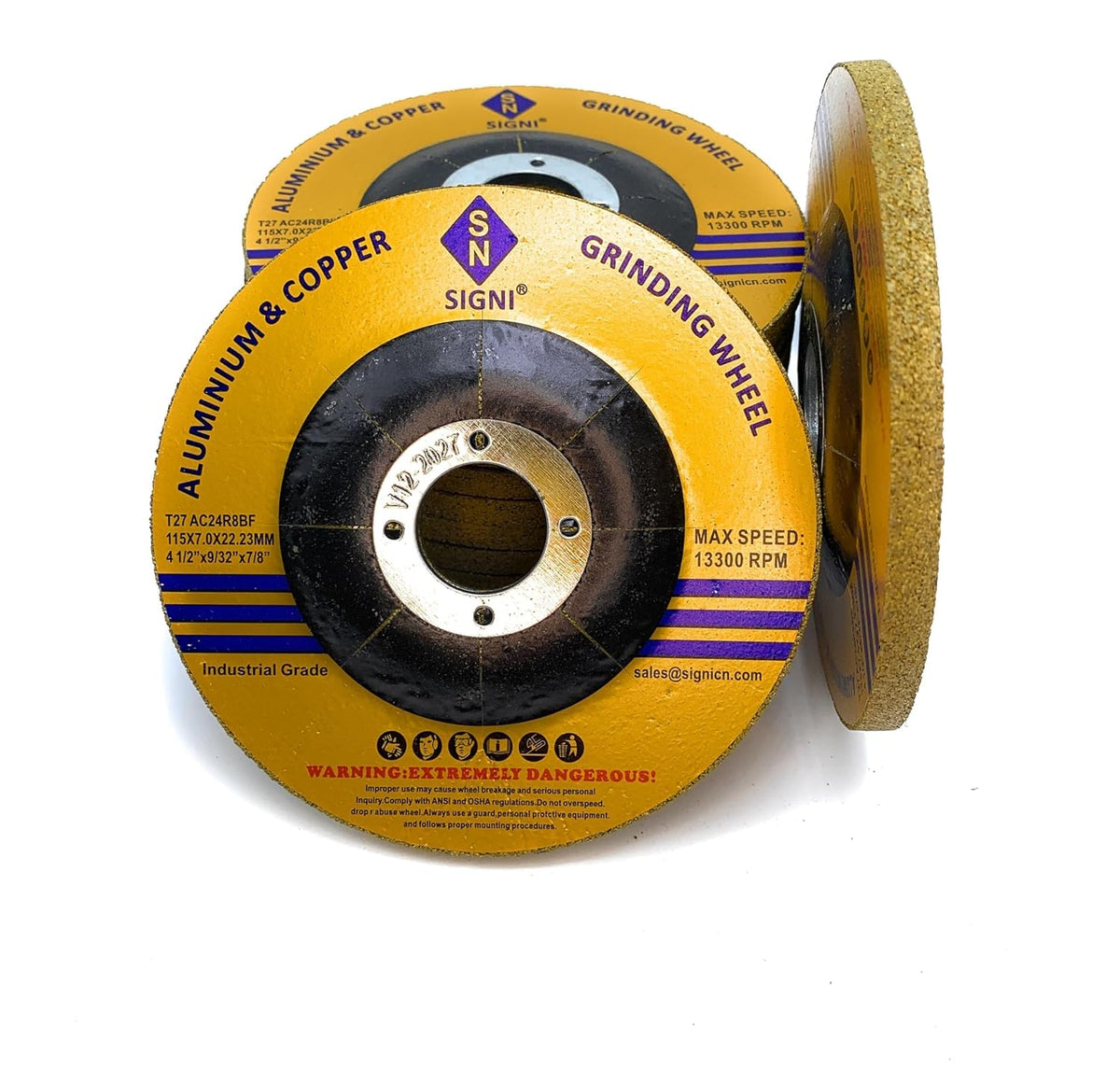 Signi Aluminum Grinding Wheel 4 1/2 for Aluminum Copper Non-Ferrous 10 Pack (Not Load While Grinding)