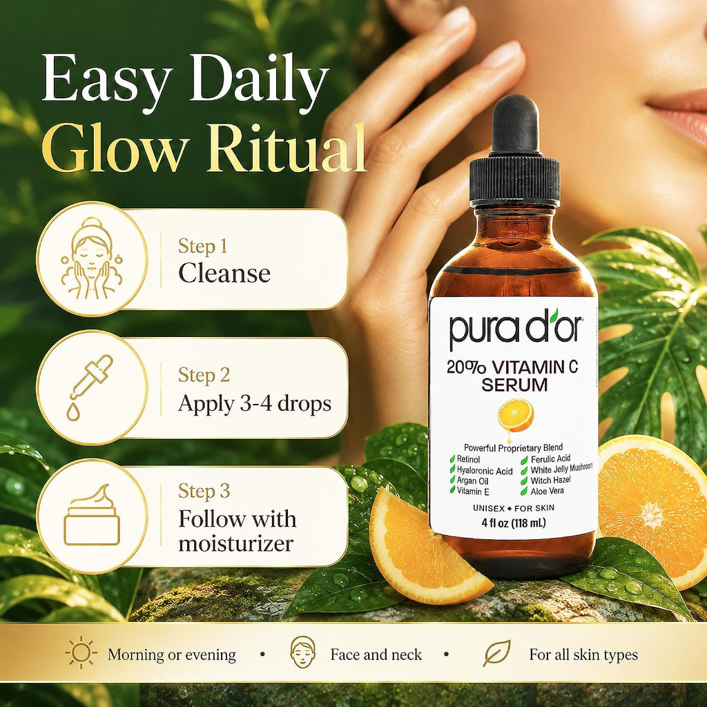 20% Vitamin C Serum for Face, Retinol, Hyaluronic Acid, 4oz
