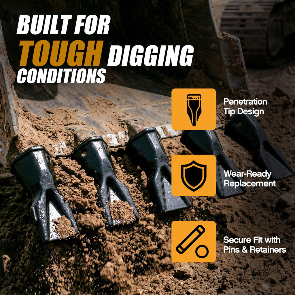 5 Set Backhoe Bucket Teeth Compatible with CAT DRS230 Series 208-5235