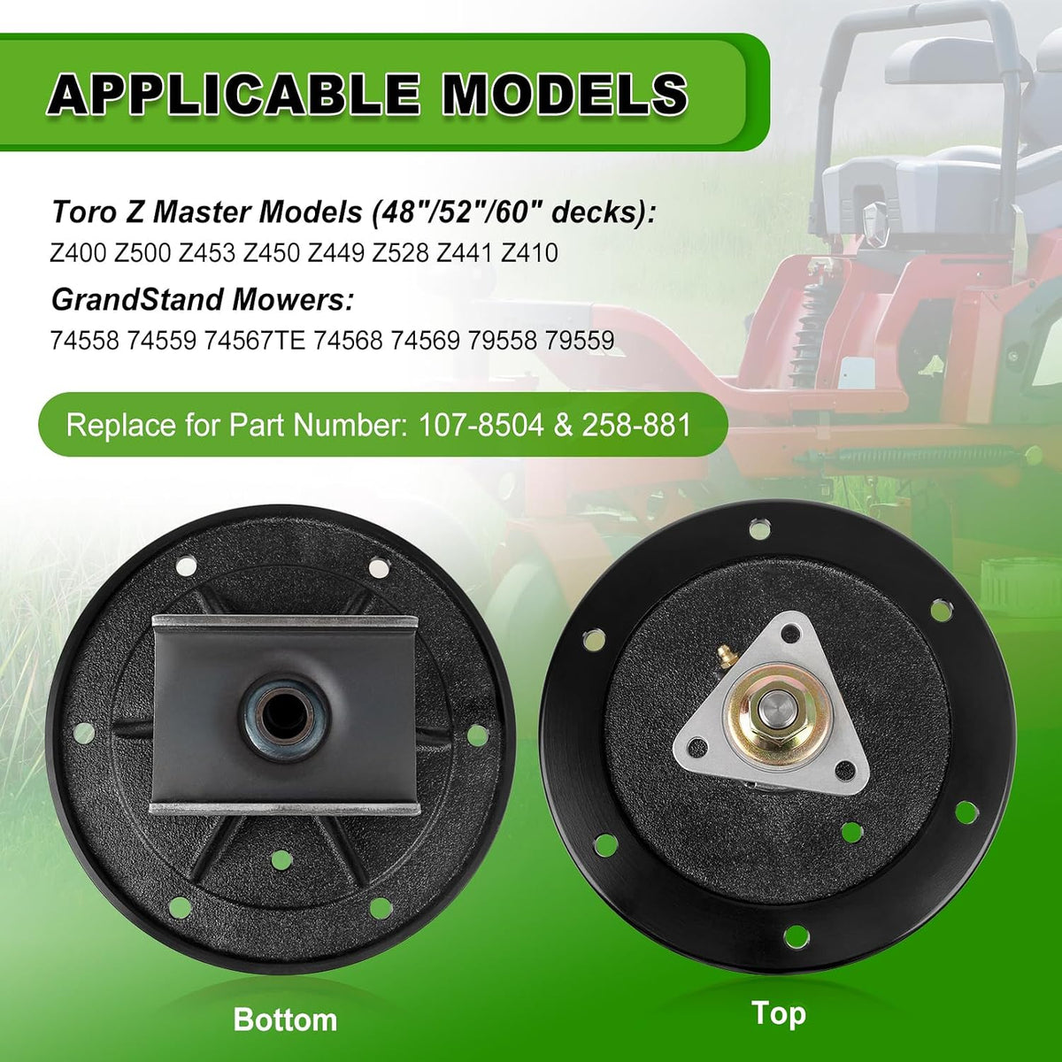 Heavy Duty Spindle Assembly 107-8504 285-881 Replacement for Toro Z Master Zero Turn Mowers Z400 Z410 Z450 Z500 Z528