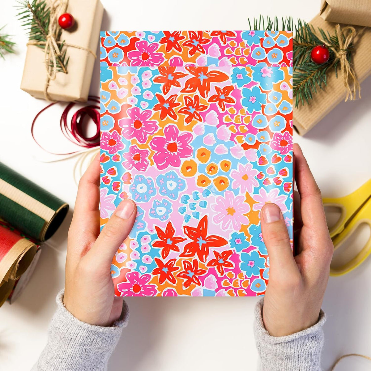 10x13 Cute Poly Mailers 50 Pack Flowers Shipping Bags