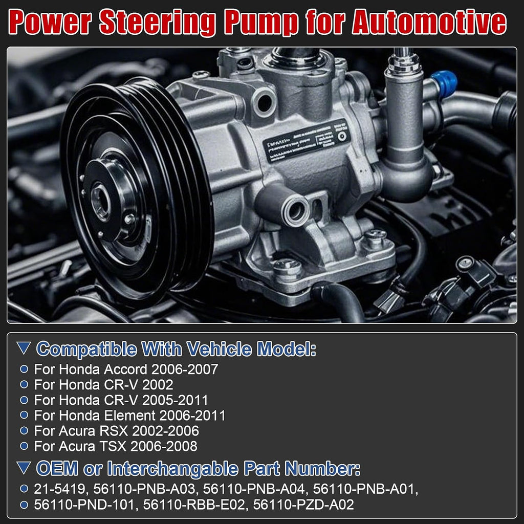Power Steering Pump 21-5419 for Honda Accord L4 2.4L 06-07