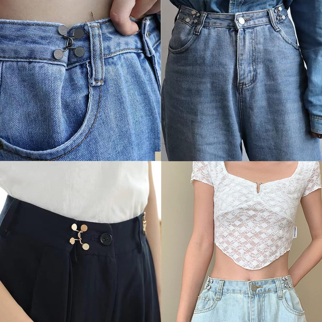 2 Sets Adjustable Jeans Button Pant Waist Tightener, Copper