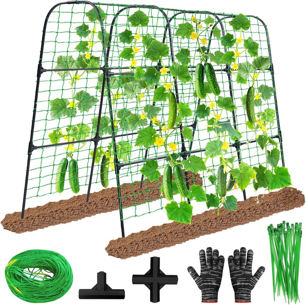 Cucumber Trellis, 50x48 inch Garden Arch Trellis for Climbing Plants Outdoor, Rustproof Metal Plant Support Vegetable