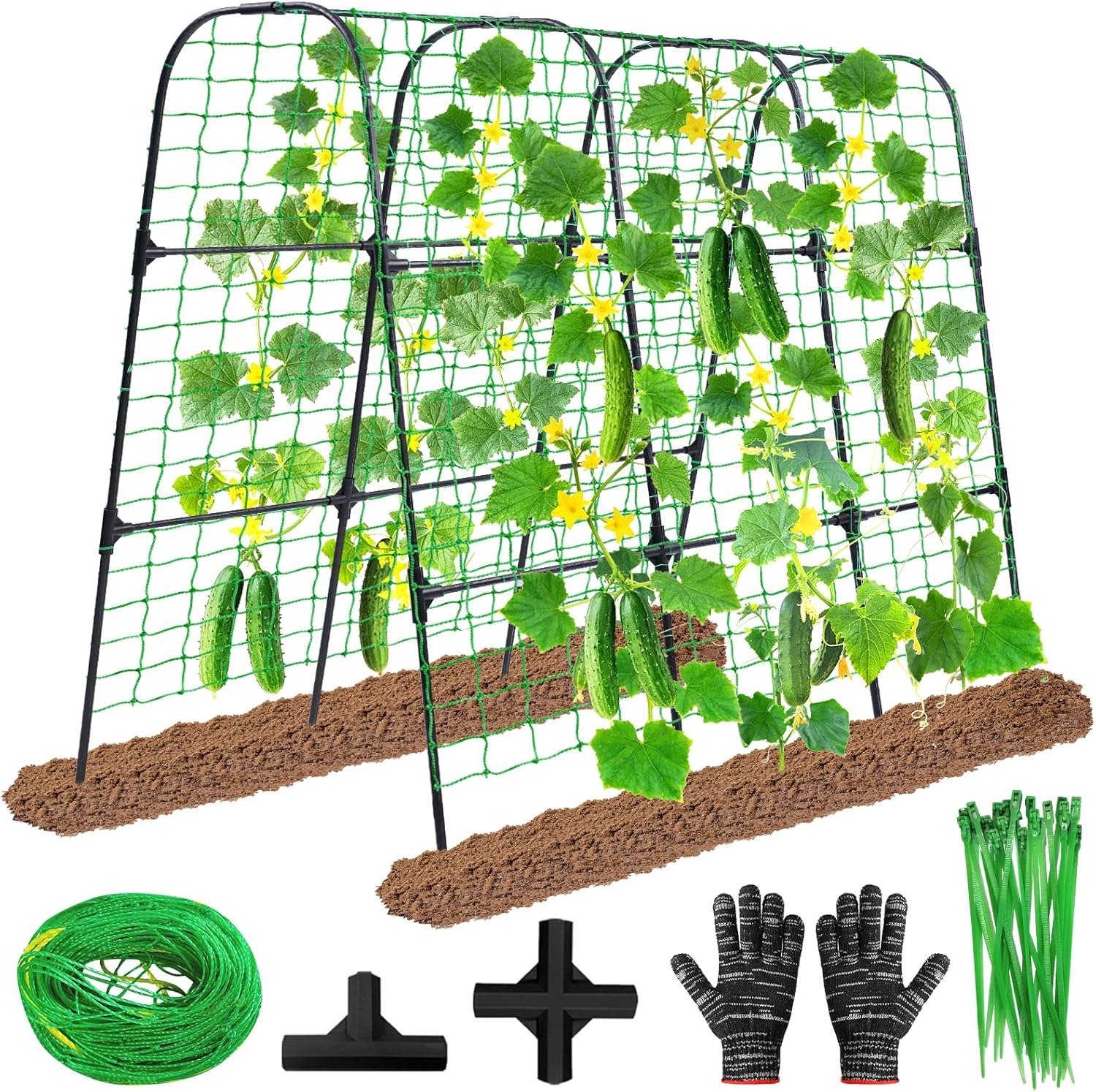 Cucumber Trellis, 50x48 inch Garden Arch Trellis for Climbing Plants Outdoor, Rustproof Metal Plant Support Vegetable