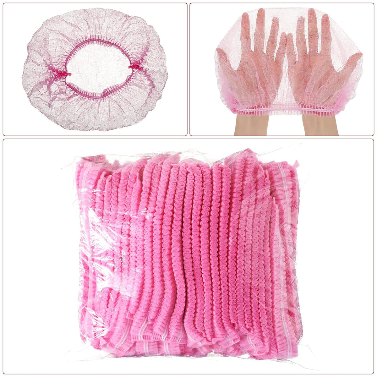 100 Pcs Disposable Hair Caps 21 Inch Bouffant Elastic
