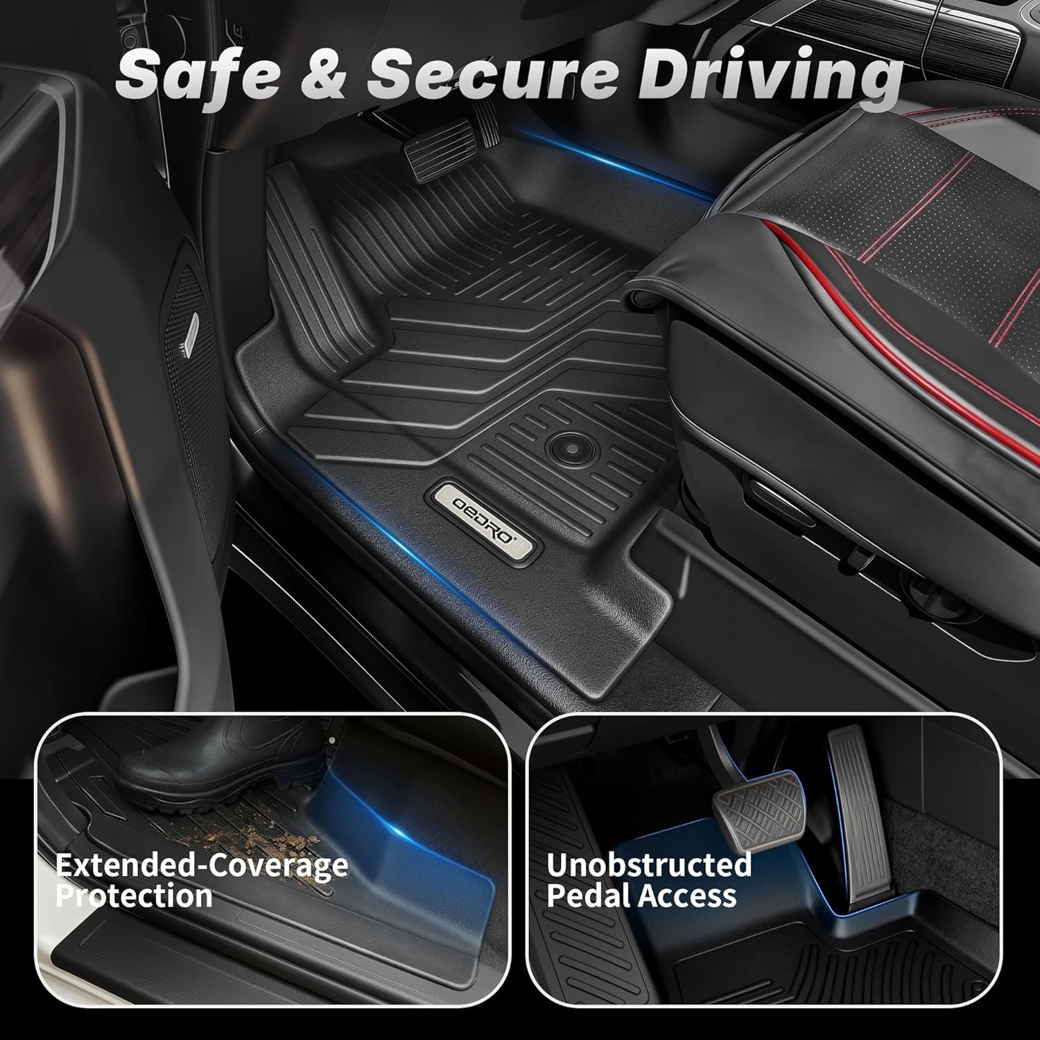 Upgraded Floor Mats for 2019-2026 Chevy Silverado/GMC Sierra 1500 Crew Cab & 2020-2026 Silverado/Sierra 2500HD