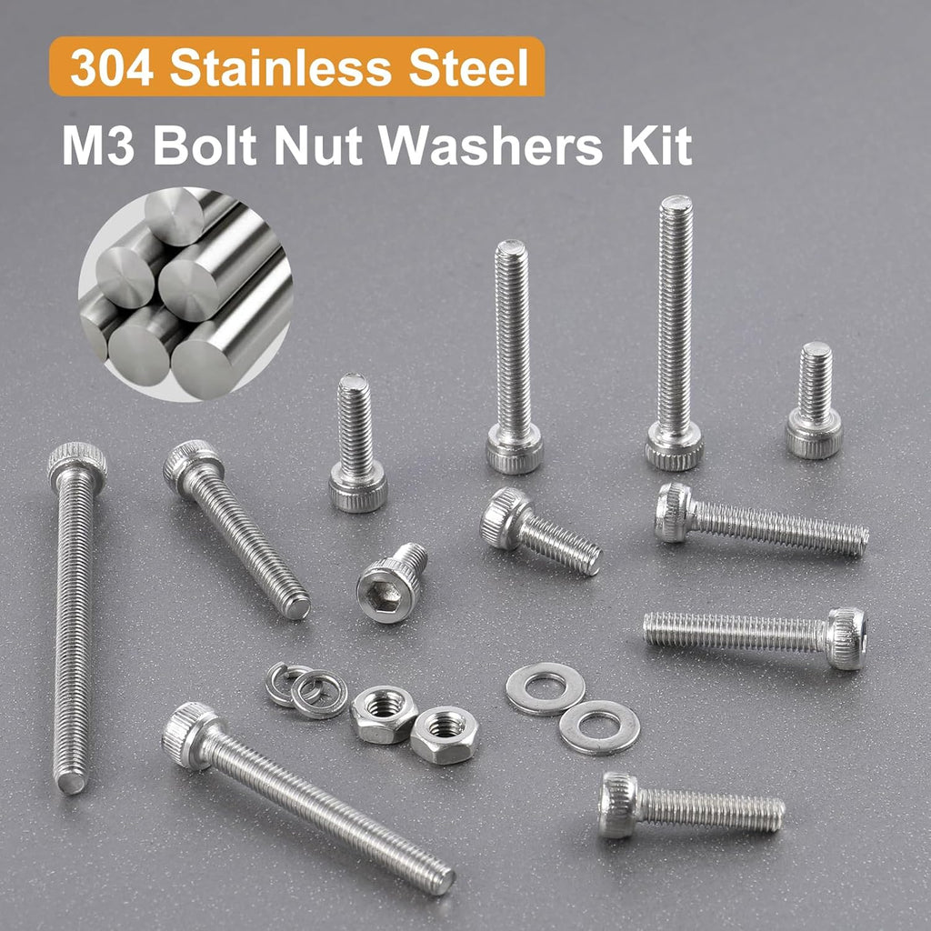 600pcs M3 Screw Assortment Kit, M3 Screws (8 Sizes 6-30mm) for 3D Printer DIY, Hex Socket Head Cap Screws Bolts Nuts