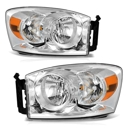 Headlight Assembly Compatible with 06-08 Dodge Ram 1500, 06-09 Dodge Ram 2500/3500 Replacement Headlamp Driving Light